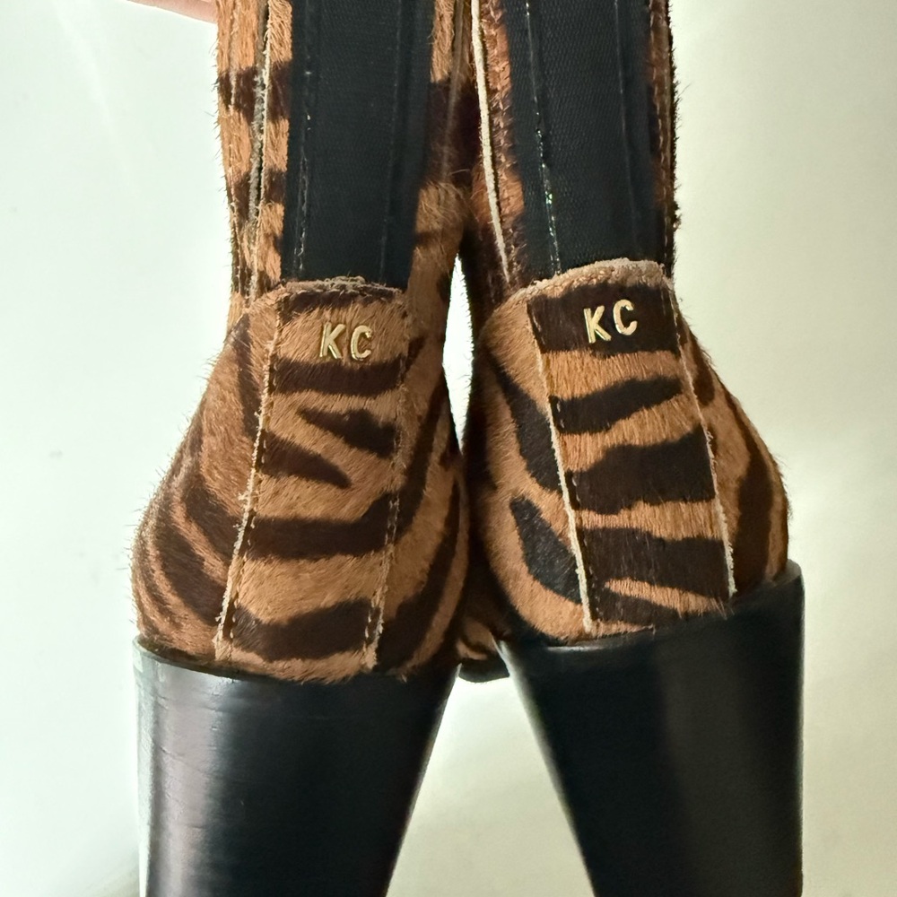 Kenneth Cole Tan and Black Animal Print Ankle Boots - Picture 3 of 4